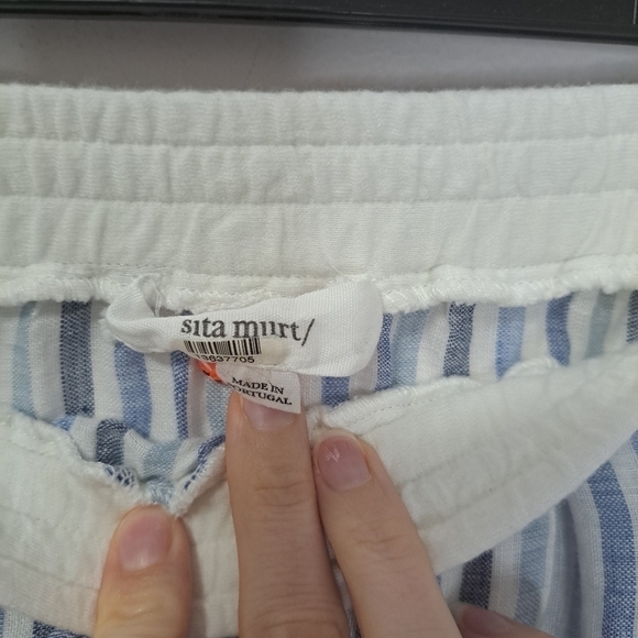 Sita Murt striped knee length linen skirt blue 4 - Picture 8 of 10